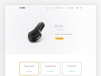 Nonda • ZUS Smart Charger landing page minimalist nonda product tech
