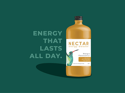 Nectar Energy Booster advertisement bottle design energy drink hummingbird illustration natural organic product design