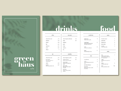 Green Haus Menu Design