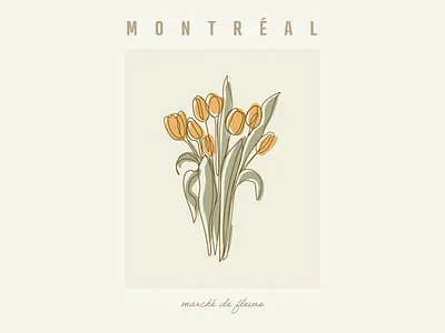 Marché de Fleurs Poster fleur fleurs floral flower market flowers illustration minimal minimalistic montreal one line poster