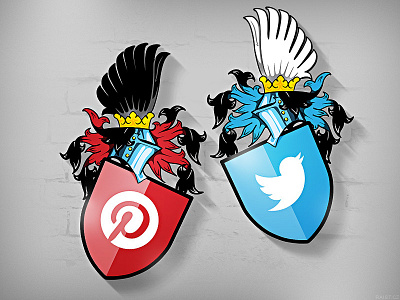 Social Heraldic blue heraldic logo pinterest red social twitter