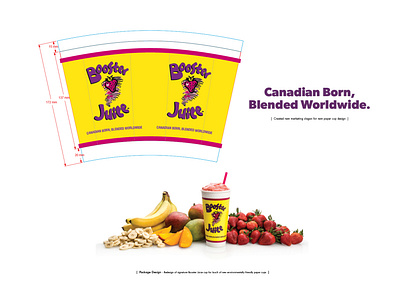 Booster Juice paper cup design and slogan