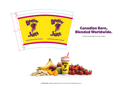 Booster Juice paper cup design and slogan