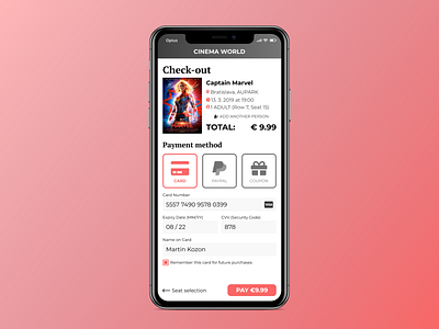 Check-out page - Daily UI #002 app cinema daily ui daily ui 002 daily ui 002 iphone x iphone x mockup marvel ui ux