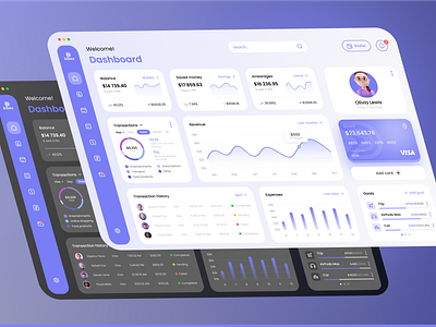 Financial Dashboard Design (Light/Dark Mode)