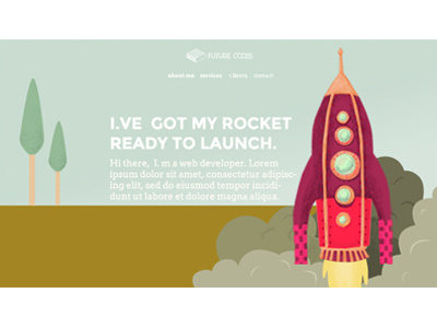 future code site landing frame color illustration rocket web