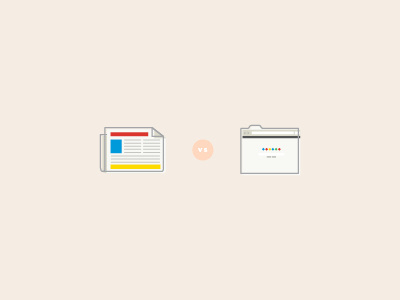 traditional vs. digital design google icons illustration