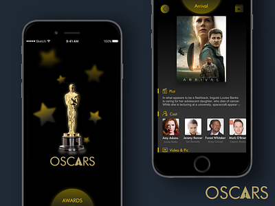The Oscars 2016 award clean gold ios isoflow mobile movie oscars ui