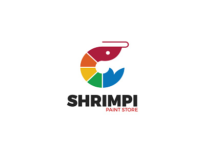 Shrimpi Paint Store Logo branding creative design icon logo paint sea seafood shrimp store typography vector