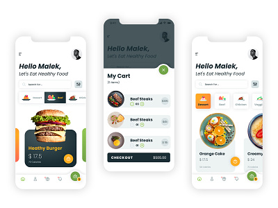 Healthy Food App app branding cart creative health healthyfood homepage ui ux