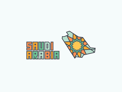 Saudi Arabia Colourful Map Logo