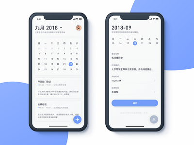 Calendar app design ui ui，dynamics， ux