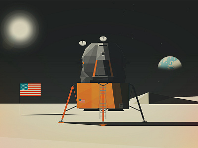 Apollo Lunar Module app astronaut illustration moon nasa retro space