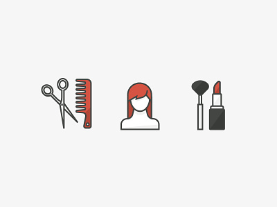 Salon Style comb icon lipstick scissors wig