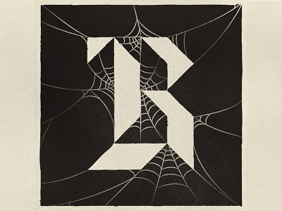 B is for Blackwidow black letter spider type web