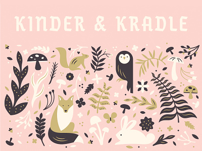 K&K pattern #1 children cute fauna flora fox german mushroom owl pattern rabbit woodland