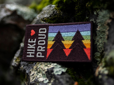 #HikeProud badge gay hike hiking outdoors park patch patch design pride rainbow
