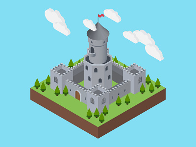 Isometric Castel design graphic design illustration isometric vector