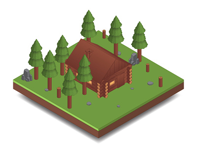 Isometric Cabin House design graphic design illustration isometric vector