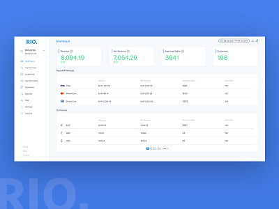 Rio Dashboard screen application clean dashboard finance financial overview ui ux web