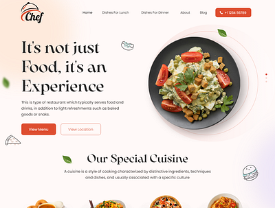 Chef | Restaurant Home Page Design home page design restaurant ui web deisgn