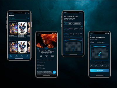 Cinema application concept app cinema concept design ios iphone x mobile ui ux