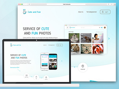 Website for Cute&Fun App azro clean design flat follow like service ui ux web web design website