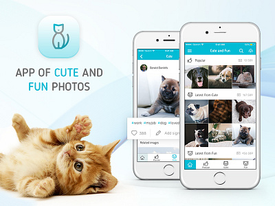 Cute&Fun App Presentation app application blue clean design flat ios iphone mobile ui ux