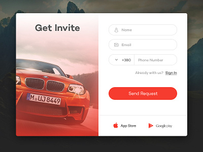 Invite Form to Rentpro dealers' platform car car dealer clean dailyui design flat form minimal red responsive signup simple sketch ui ux web web design website white