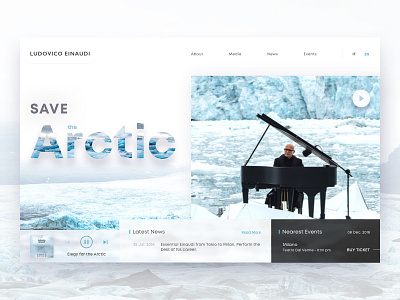 Ludovico Einaudi - website concept arctic clean dailyui design flat header layout ludovicoeinaudi minimal music simple sketch ui ux web web design website white