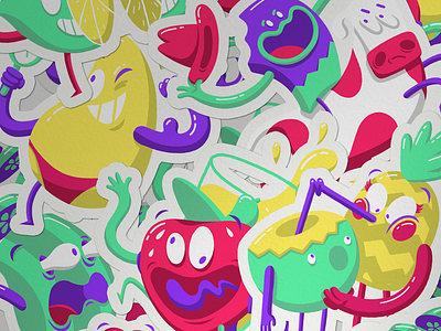 321 - Characters branding character characterdesign colorful fruits ice cream illustration stickers