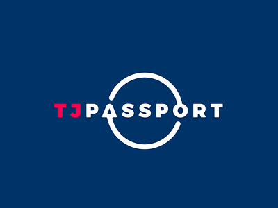 TJPASSPORT Logo blue design logo mark tj vector wordmark