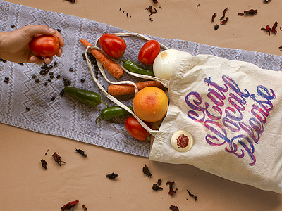 Malinche totebag branding design foodtruck graphicdesign green hand lettering logo organic photo veggies