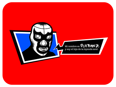 Blue Demon Jr. • P5 Edition adobe photoshop affinity designer brushes comic art gaming illustration lucha libre luchador p5 persona 5 text box texture wrestling