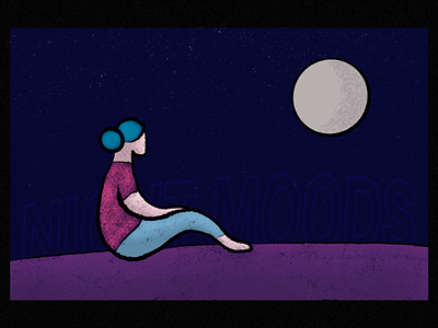 Night Moods. illustration miwei procreate textures typography