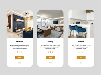 On-boarding pages for Furniture App appdesigning design designer furnitureapp mobileapp mobileappdesigning onboardingpages ui ux