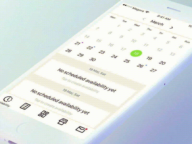 Schedule creation animation availability calendar card employee gif interaction principle shedule