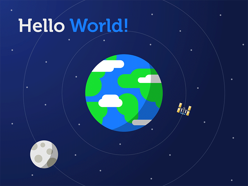 Hello Dribbble! animation debut design earth graphic design hello illustration motion graphics planet space