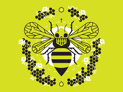 Save The Bees bee honeycomb illustration illustrator skull vector illustration