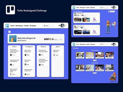 Trello Redesigned Challenge (Uplabs) 3d adobexd app appdesign apps design graphic design illustration ui ux webdesign