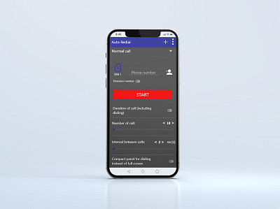 Auto Redial App UI/UX Screen