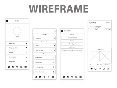E-Commerce Application Profile Wire Frame wire frame