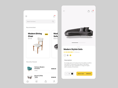 Furniture App UI Design branding design furniture furnituredesign graphic design ui ux