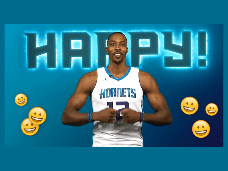 HAPPY! basketball dwight howard emoji gif hornets nba sports