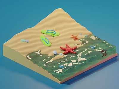 Beach beach blender blender3d illustration sea starfish summer water