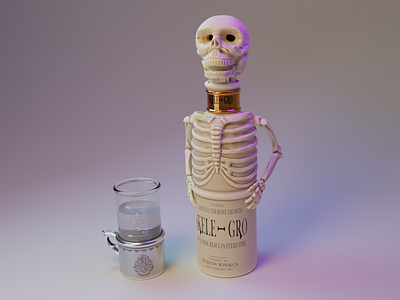 Skele-Gro 3d 3d art blender bone cup digital art diorama harry potter horgwarts illustration magic modeling potion render sculpture skeleton skull