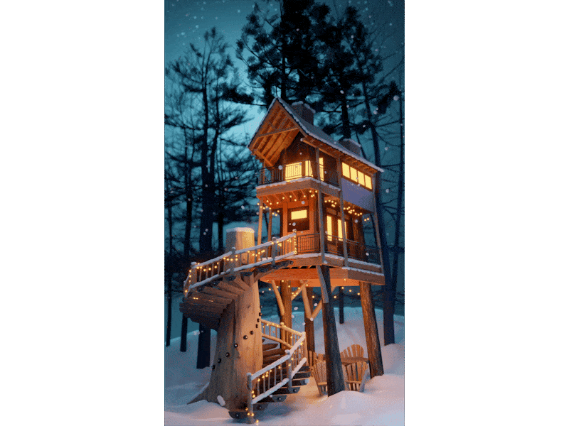 Let it snow~ 3d 3d art animation blender cabin cycle digital art forest illustration loop low poly modeling render snow tree house