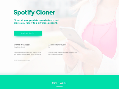 Spotify Cloner frontpage design flat frontpage minimal typography ui web website