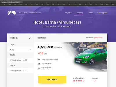 Scrapped (in-progress at the time) design for a rent-a-car design flat minimal web website