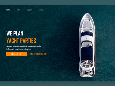 Yacht Party Planner Website Design